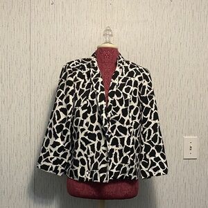 Kim Rogers Black & White Biker Punk Animal Print Teacher Classic Size 12 Blazer